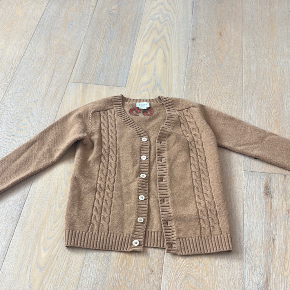 Gucci Brown Cable Knit Cardigan